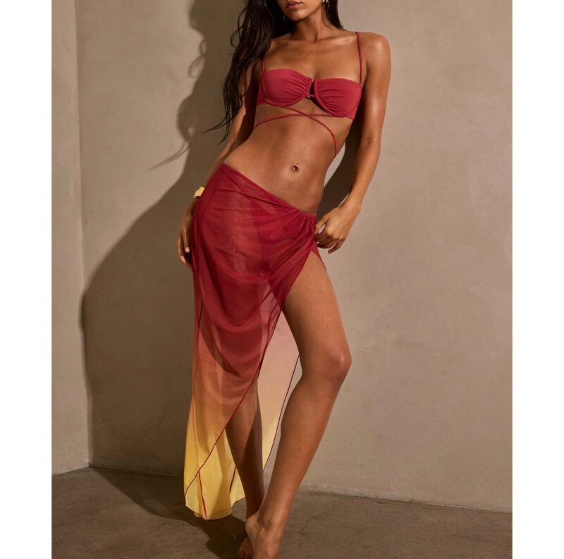 Ruched Ombré Mesh Midi Sarong - Image 3