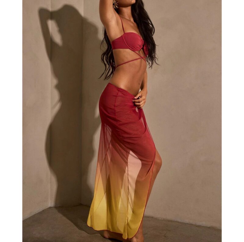 Ruched Ombré Mesh Midi Sarong - Image 2
