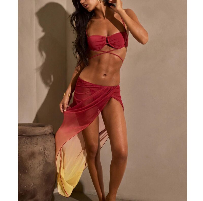 Ruched Ombré Mesh Midi Sarong