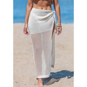 Side Tie Cream Crochet Cover-Up