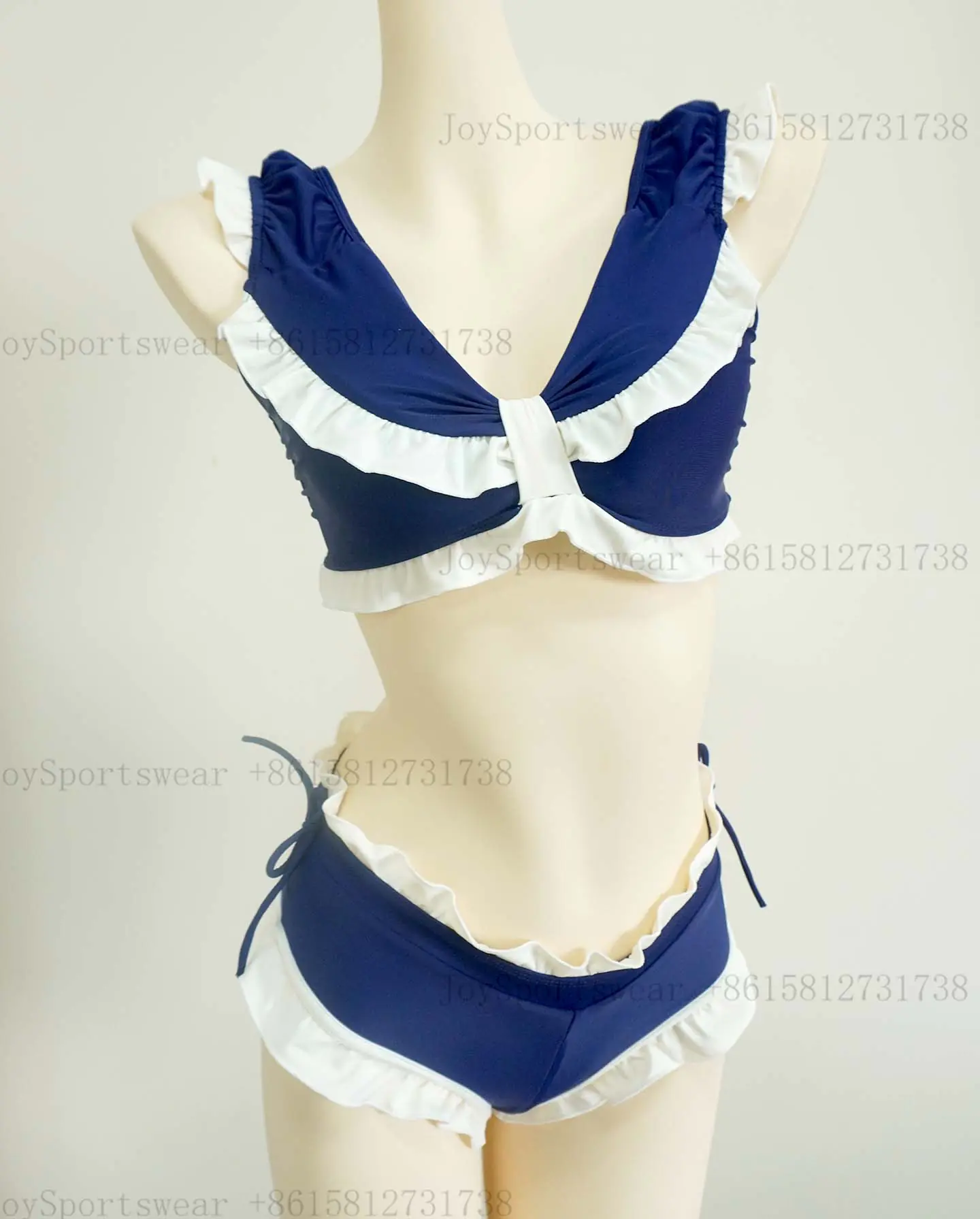 Navy-style ruffled bikini