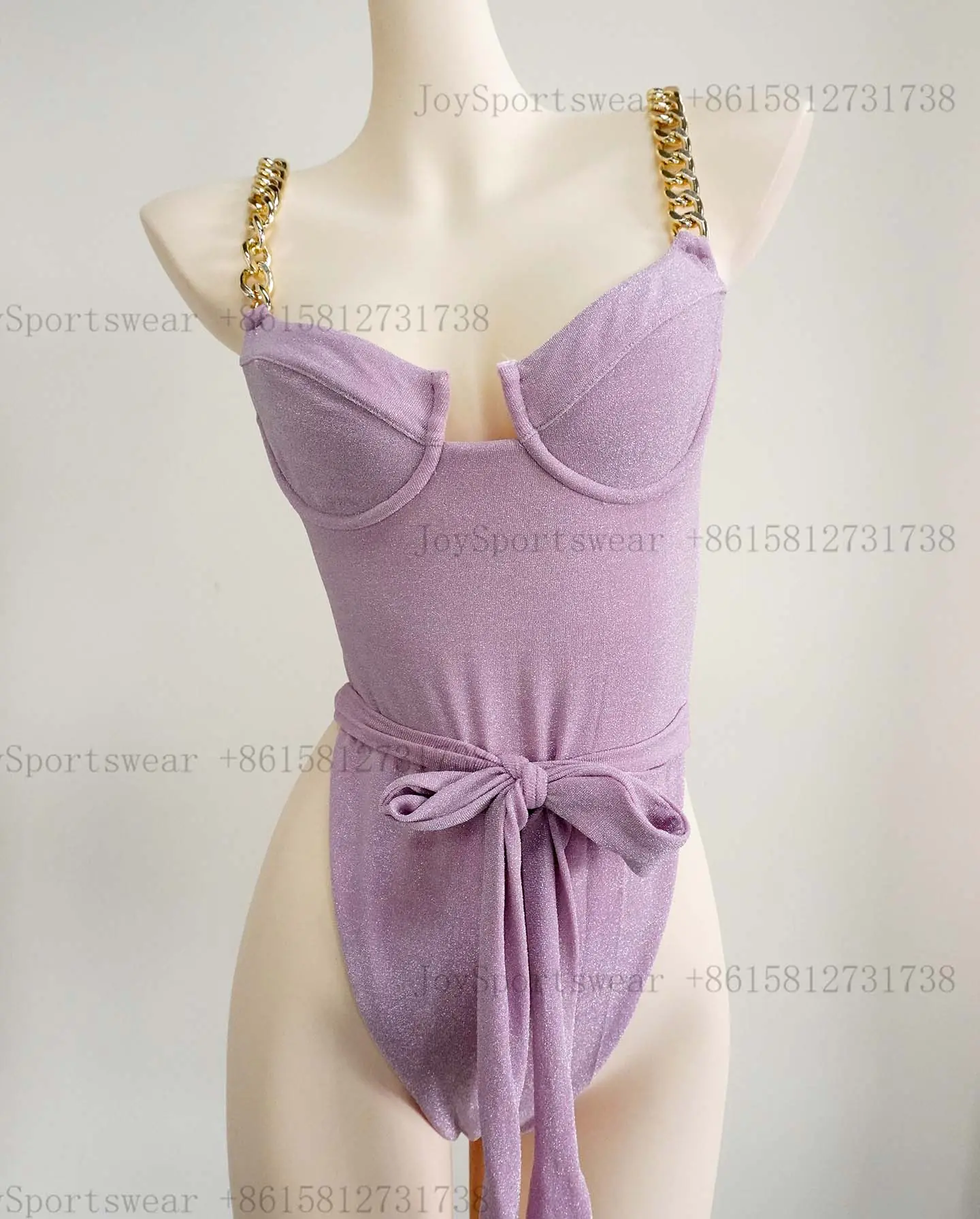 Shiny gold chain swimsuit