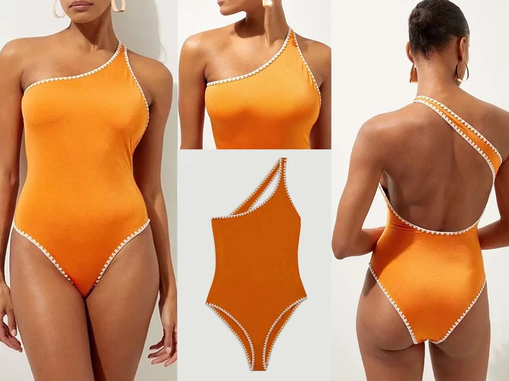 yellow-stitch-detail-one-shoulder-cut-out-swimsuit