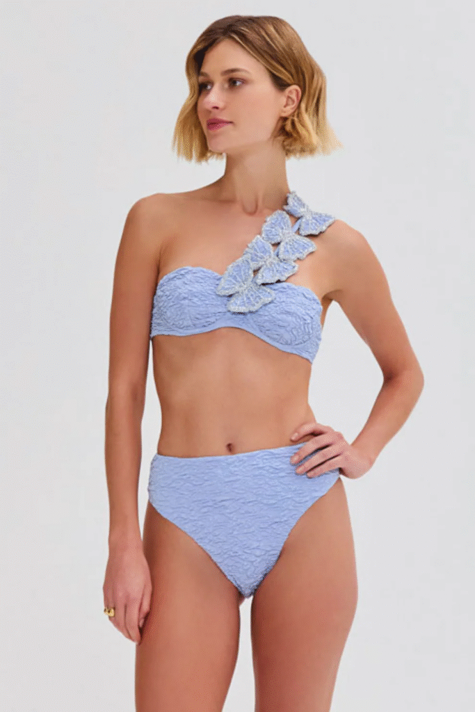 JACQUARD ONE SHOULDER BIKINI SET