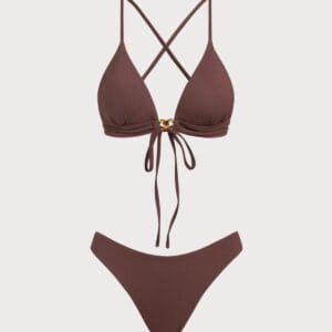 Women's Nylon Bikini-set In Brown