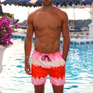 Custom Men’s Swim Shorts – Pink Red Gradient