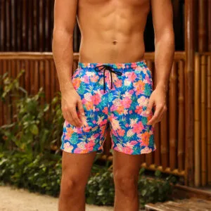 Tropical Floral Print Men’s Swim Shorts