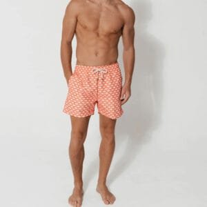 Orange Print Men’s Swim Trunks