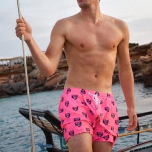 Pink Printed Men’s Swim Shorts