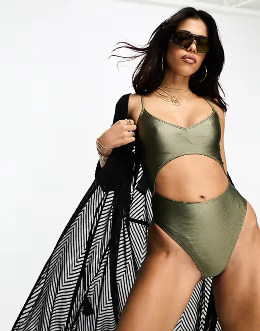 cut out shiny one piece swimsuit