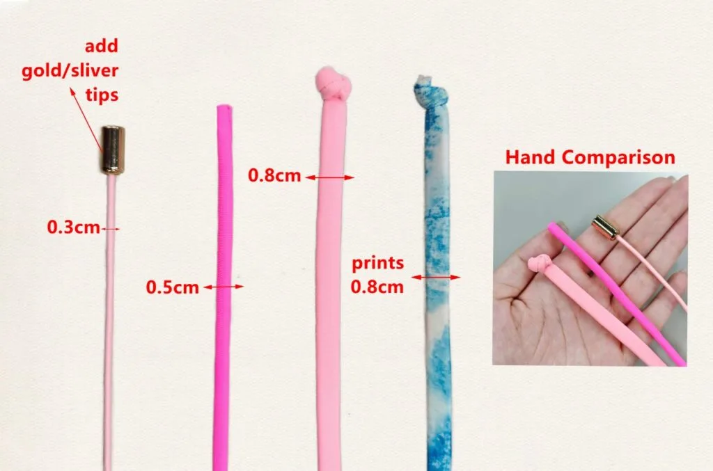 custom swimwear straps and drawstrings in assorted colors