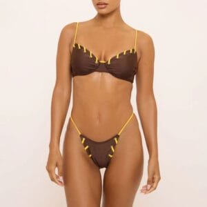 Underwire Bikini Set with Lace-Up Eyelets