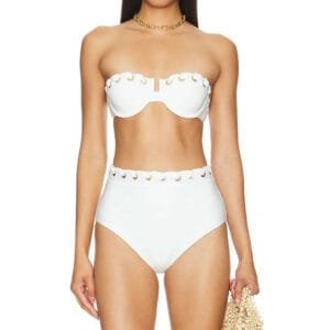 Lace-Up Trim Underwire Bandeau Bikini