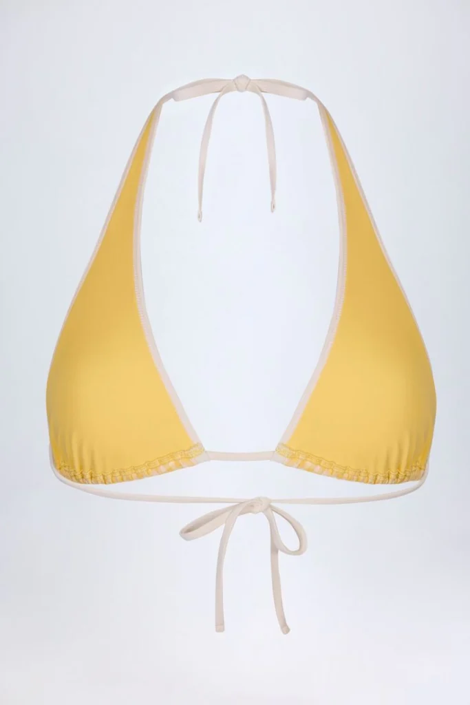 Halterneck Bikini Top in Yellow Gingham