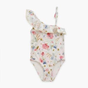 girls' swimsuit with a floral design