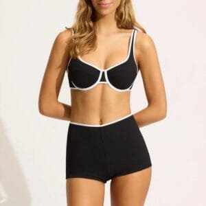 Custom Contrast-Trim Retro Sport Bikini Set