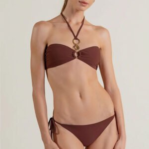 Custom Brown Ring Detail Bikini Set