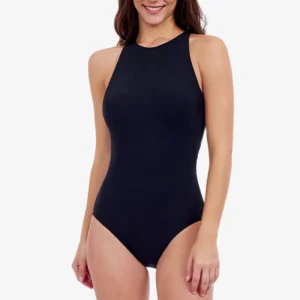 Custom Black High Neck One Piece Swimsuit