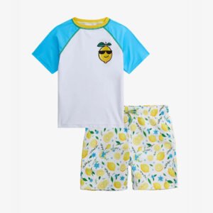 Custom Kids Lemon Print Shirts and Swim Trunk