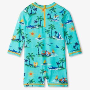 Custom Kids Tropical Print Long Sleeve Rash Guard Swimsuit