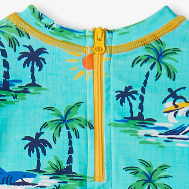 Kids Tropical Print Long Sleeve Rash Guard Swimsuit - Image 4