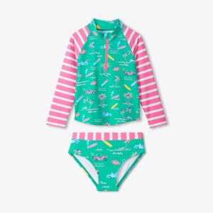 Girls Long Sleeve Rash Guard Bikini Set