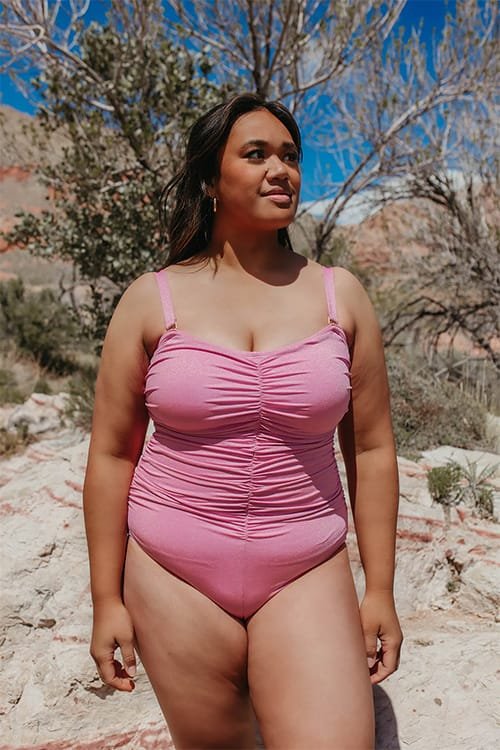 ruched one piece swimsuit