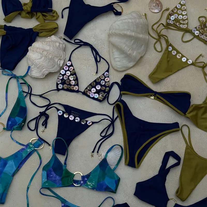 Button Decorated Bikini Set