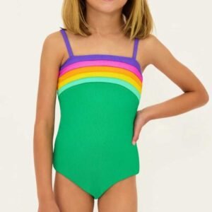 Girls Ribbed One Piece Swimsuit