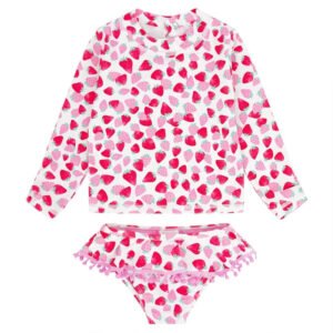 SANDY TOES STRAWBERRY RASHGUARD TWO PIECE SWIM SET
