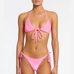 Candy Velvet Halter Triangle Bikini Set