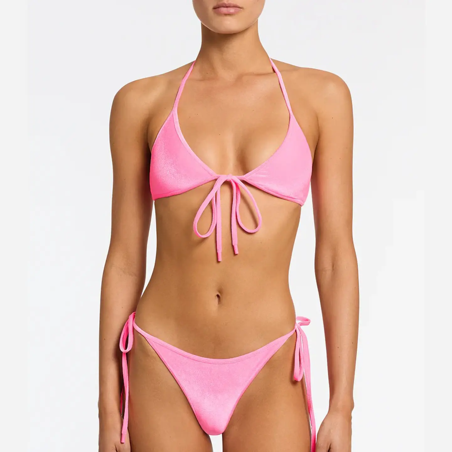 Candy Velvet Halter Triangle Bikini Set