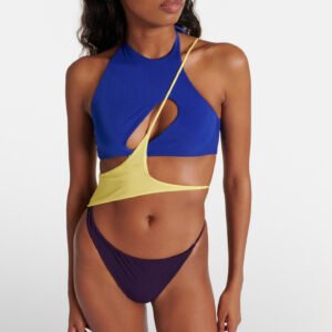 Colorblock Asymmetric Cut-Out One Piece Swimsuit