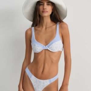 Floral and Gingham Patchwork Underwire Bikini Set