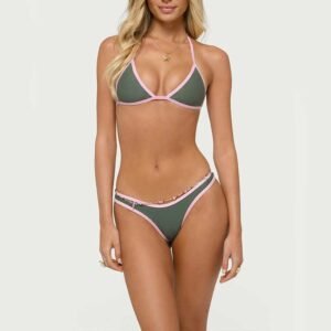 Color-Block Trim Triangle Bikini Set