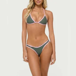 Color-Block Trim Triangle Bikini Set