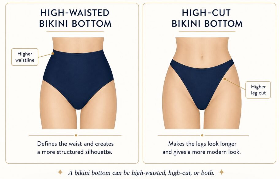 High-Waisted Bikinis vs. High-Cut Bikinis
