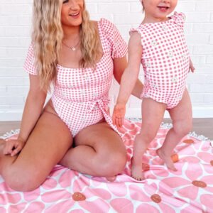 Gingham Daisy Mommy and Me One Piece Swimsuit Set