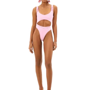 Pink 3D Rose Cut-Out One-Piece Swimsuit
