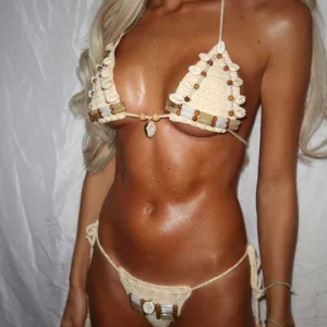 Shell and Bead Crochet Bikini Set