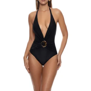 Plunging Ring Detail One-Piece Swimsuit
