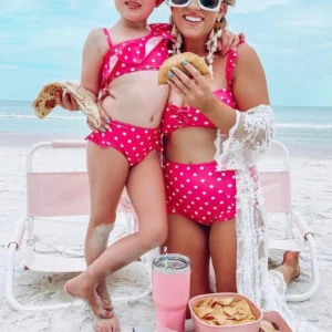 Mommy and Me Polka Dot Ruffle Bikini Sets