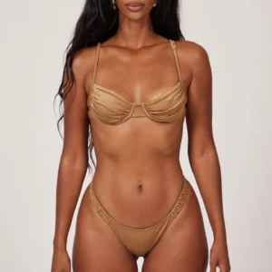 Custom Ruched Underwire High-Cut Bikini Set