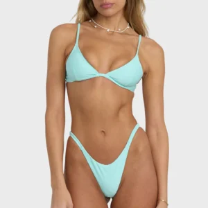 Textured Twist-Front High-Cut Bikini Set