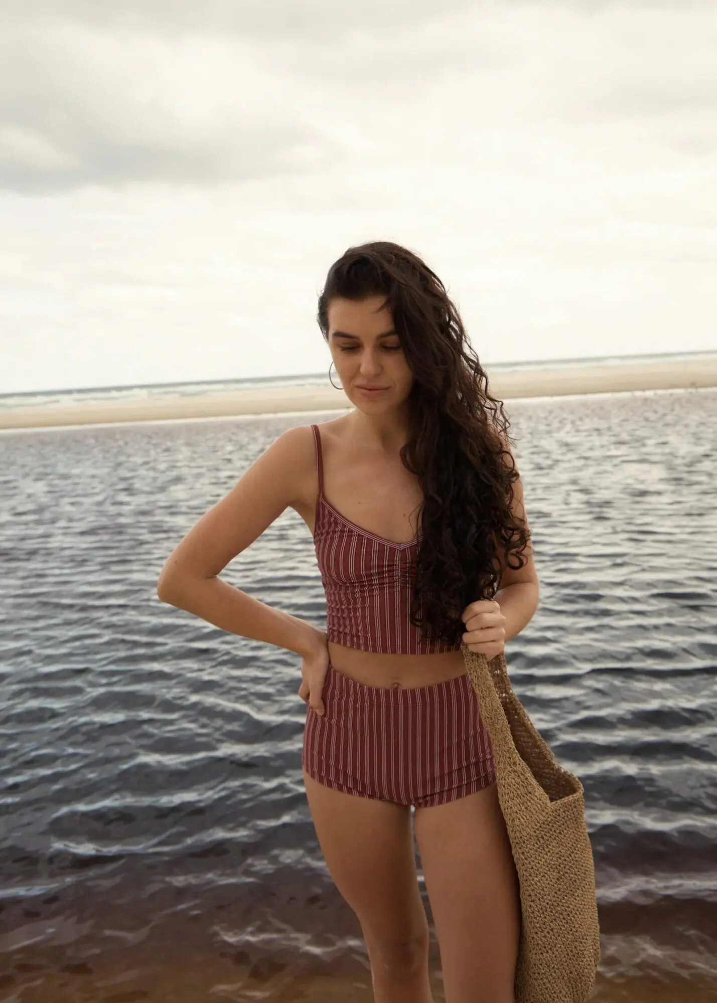 Striped Halter High-Waisted Bikini Set - Image 4