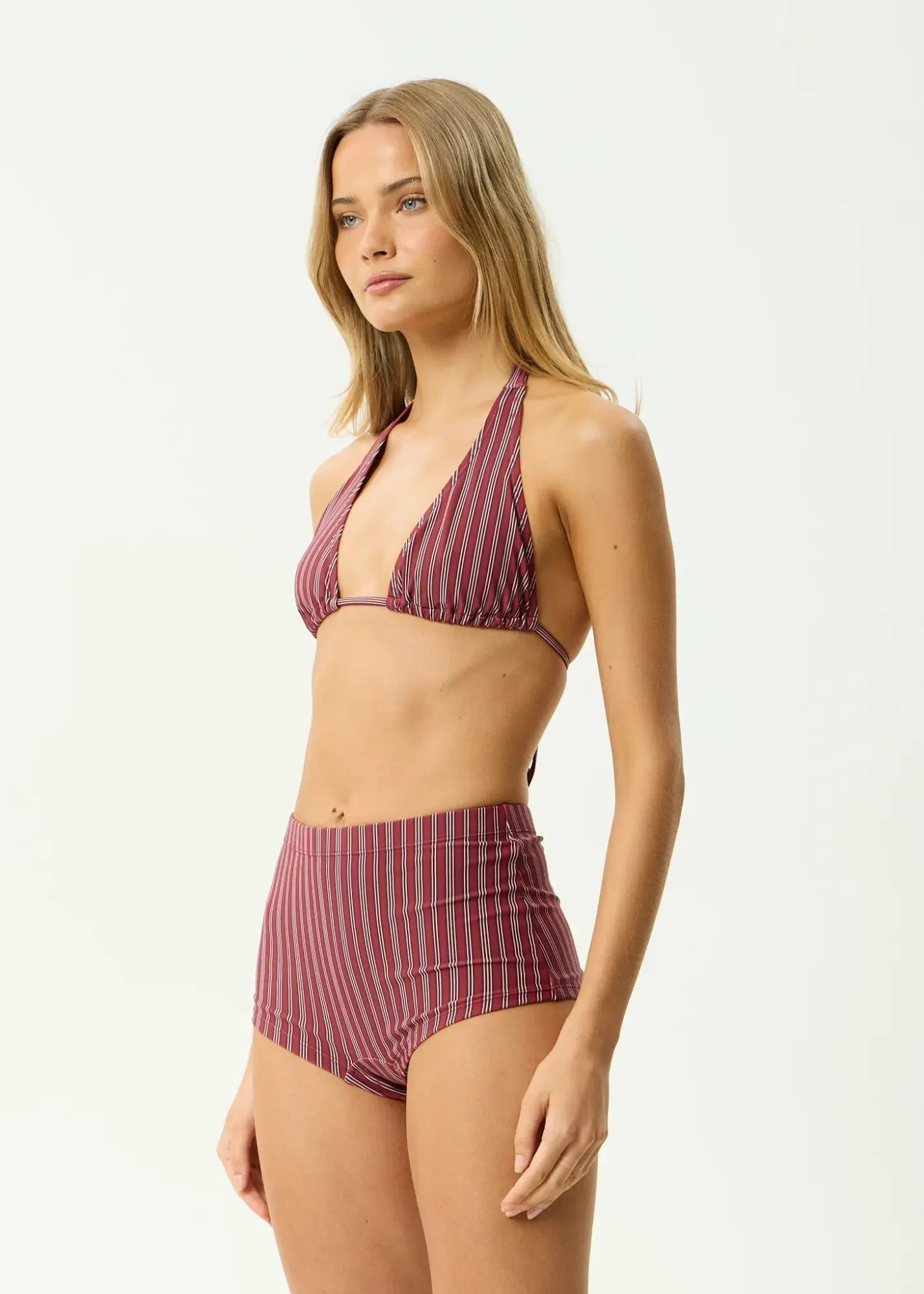 Striped Halter High-Waisted Bikini Set - Image 2