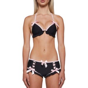 Bow Ruffle Boyshort Bikini Set