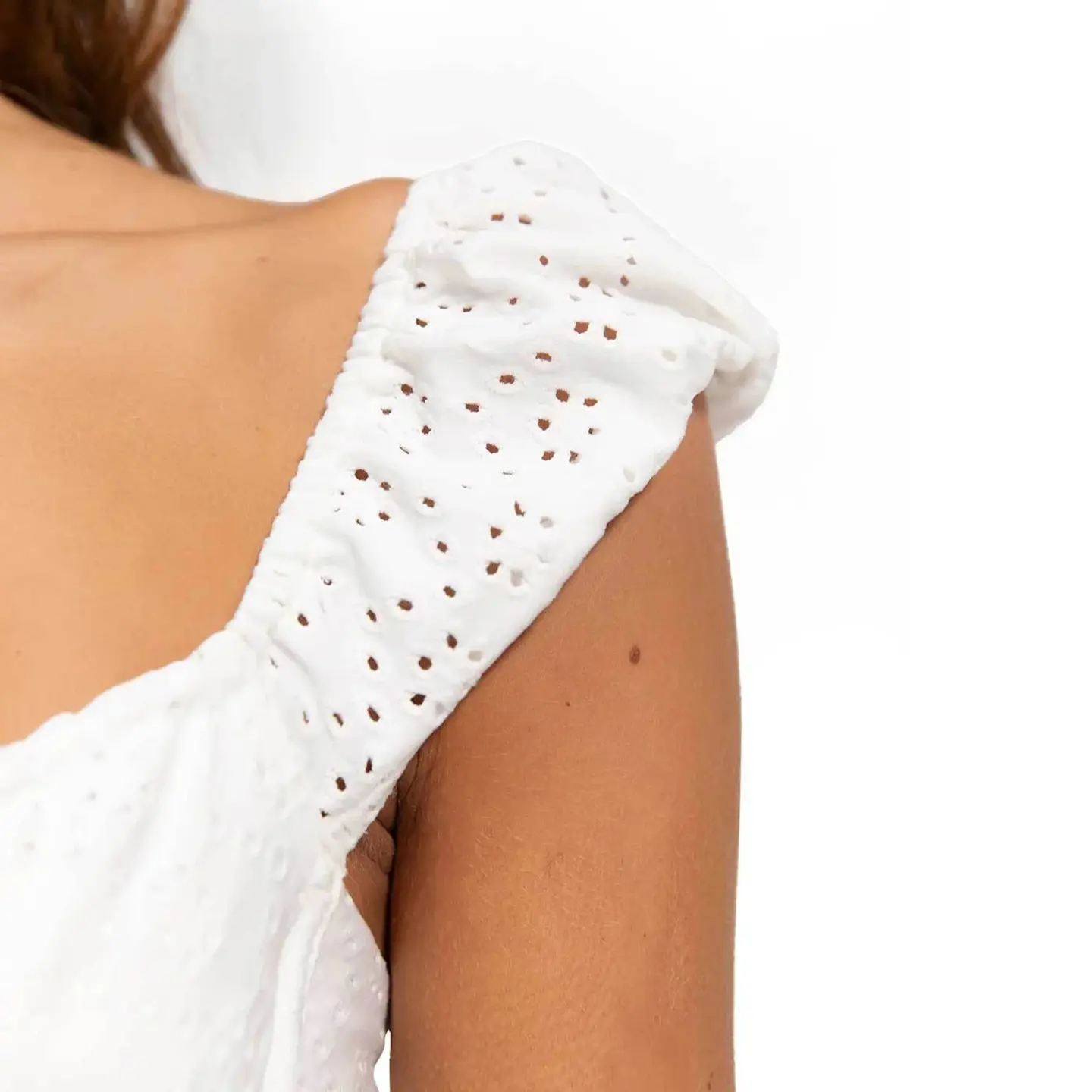 White Eyelet Cap-Sleeve Underwire Bikini Set - Image 4