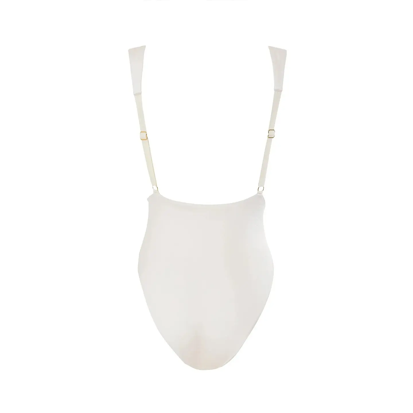 White Plunge-Neck Belted One-Piece Swimsuit - Image 4