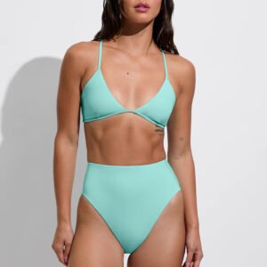 Triangle Bikini Set with High-Waisted Bottoms